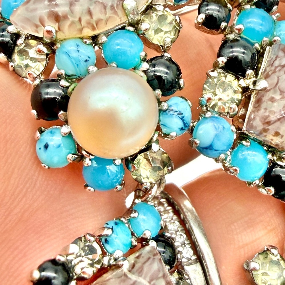 Vtg 1965 Christian Dior Gropoix Glass Brooch Pendant  Grosse Germany - Picture 13 of 16